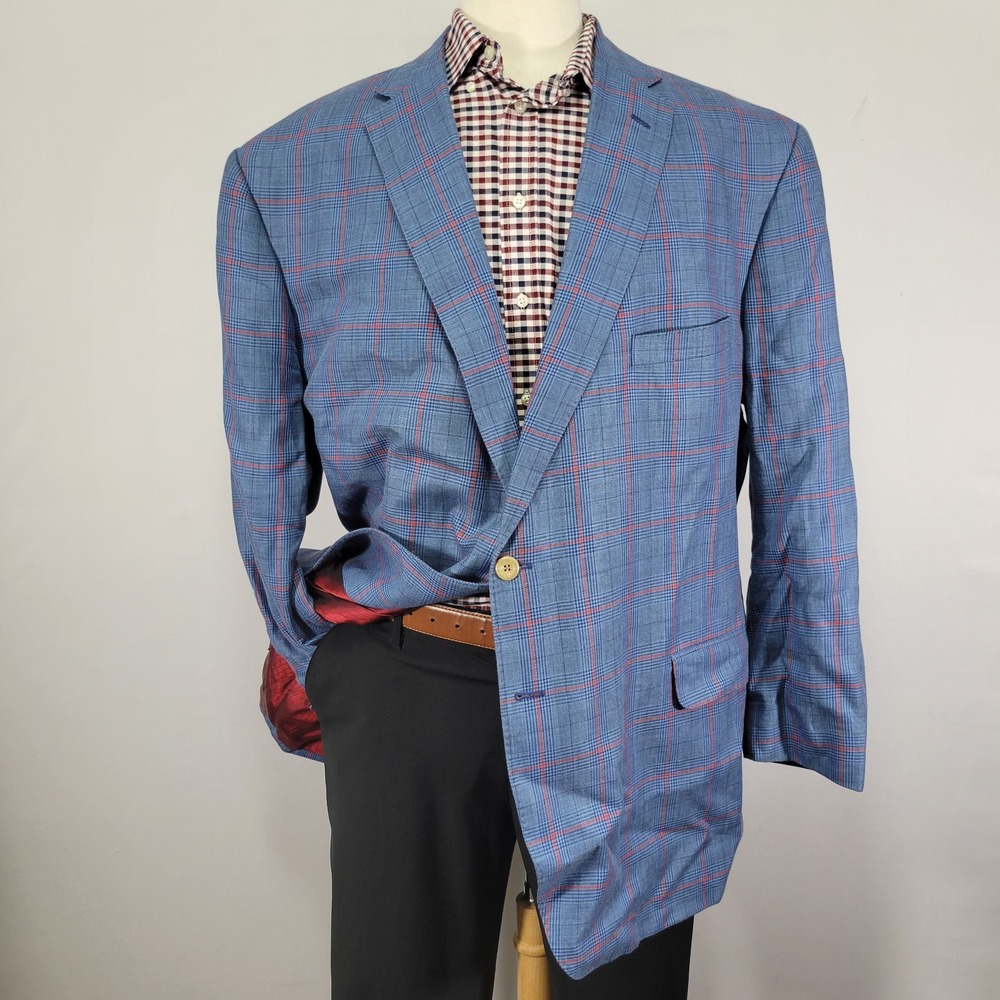 Men's Blue Checkered Blazer